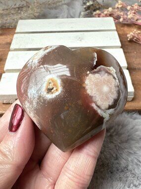 Beautiful Flower Agate Heart